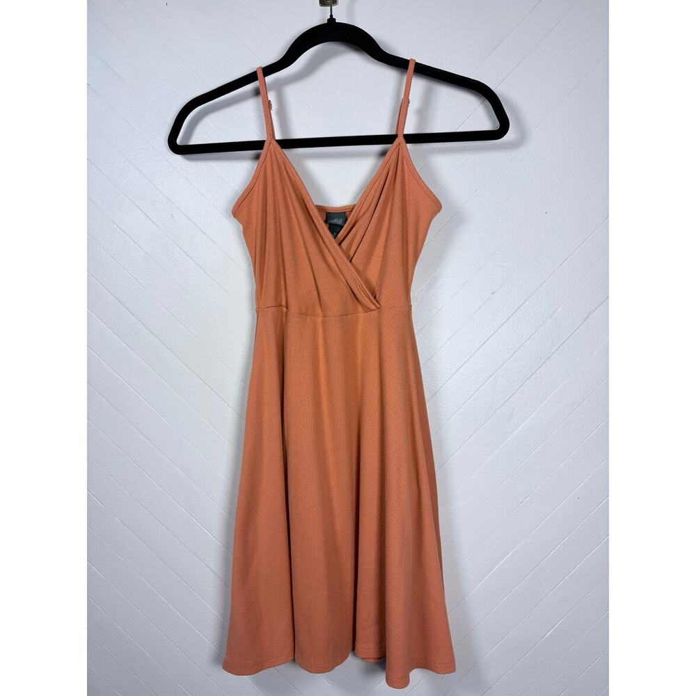 Wild Fable Fit Flared Ribbed Burnt Orange Festival Mini Summer Dress Women's XS